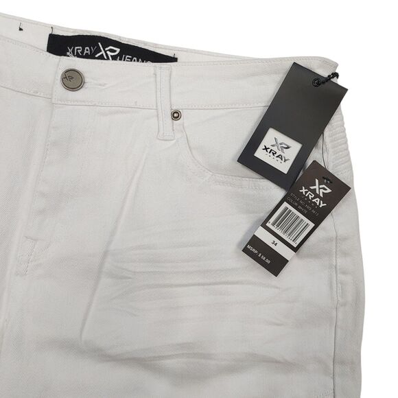 NWT X-ray Jeans White Denim Moto Shorts Mens Size 34 Style : Xms-9613 - Picture 8 of 16